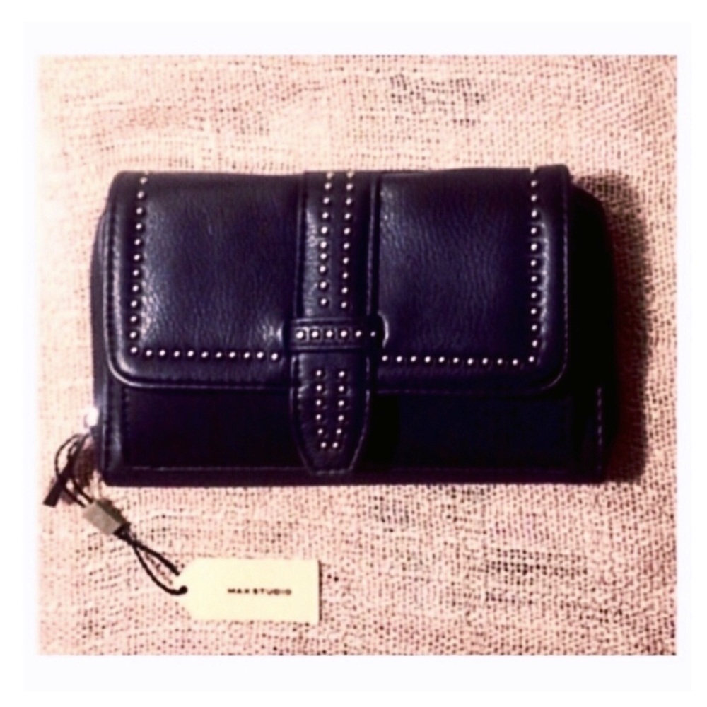 Nwt Max Studio Little Stud Wallet W/Flap & Zipper - image 1